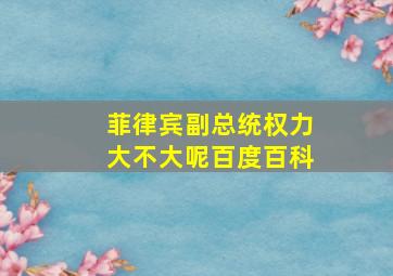 菲律宾副总统权力大不大呢百度百科