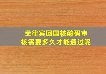 菲律宾回国核酸码审核需要多久才能通过呢