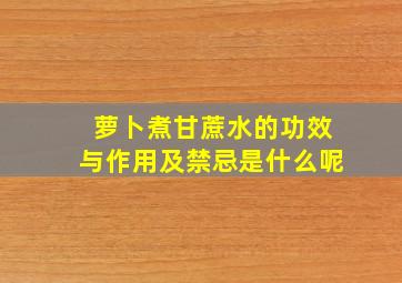 萝卜煮甘蔗水的功效与作用及禁忌是什么呢