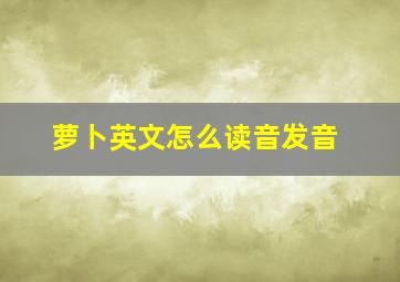 萝卜英文怎么读音发音