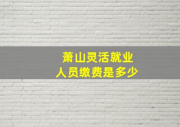 萧山灵活就业人员缴费是多少