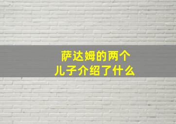 萨达姆的两个儿子介绍了什么