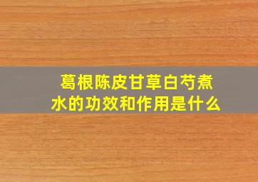 葛根陈皮甘草白芍煮水的功效和作用是什么