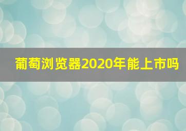 葡萄浏览器2020年能上市吗