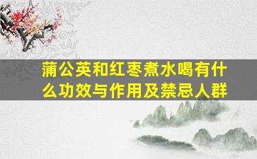 蒲公英和红枣煮水喝有什么功效与作用及禁忌人群