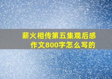 薪火相传第五集观后感作文800字怎么写的