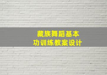 藏族舞蹈基本功训练教案设计