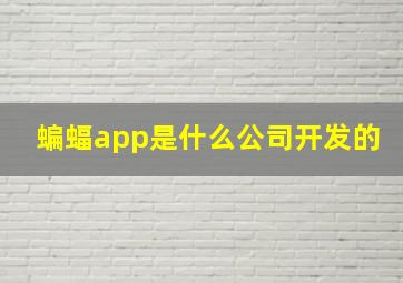 蝙蝠app是什么公司开发的