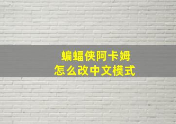 蝙蝠侠阿卡姆怎么改中文模式