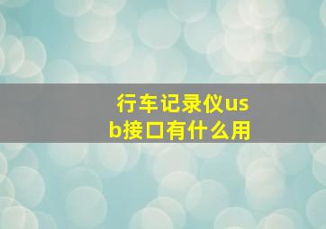 行车记录仪usb接口有什么用