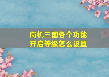 街机三国各个功能开启等级怎么设置