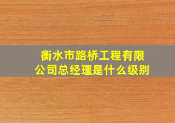 衡水市路桥工程有限公司总经理是什么级别