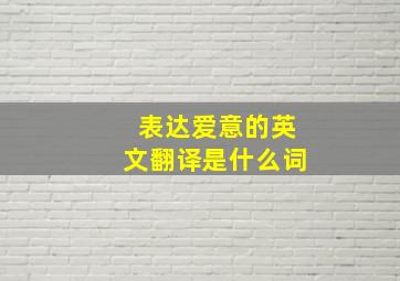 表达爱意的英文翻译是什么词