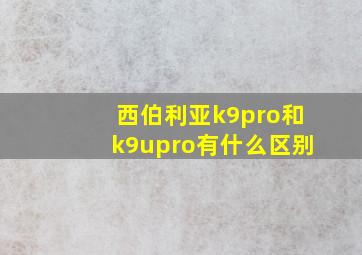 西伯利亚k9pro和k9upro有什么区别