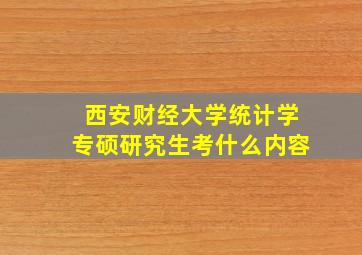 西安财经大学统计学专硕研究生考什么内容