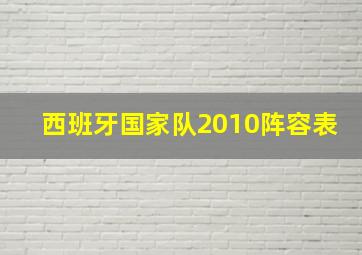 西班牙国家队2010阵容表