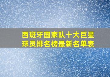 西班牙国家队十大巨星球员排名榜最新名单表