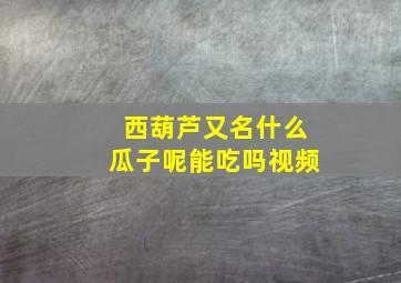 西葫芦又名什么瓜子呢能吃吗视频