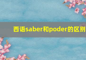 西语saber和poder的区别