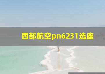 西部航空pn6231选座