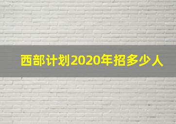 西部计划2020年招多少人