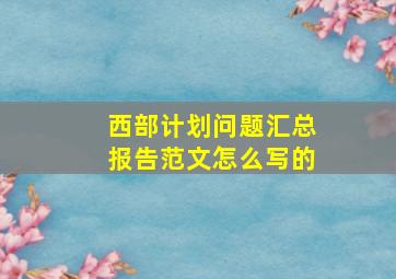 西部计划问题汇总报告范文怎么写的