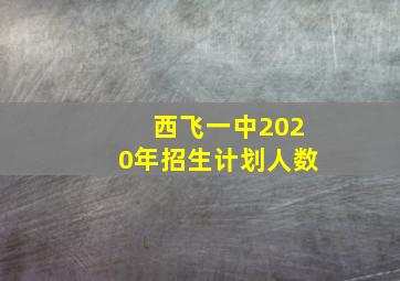 西飞一中2020年招生计划人数