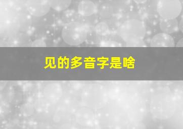 见的多音字是啥