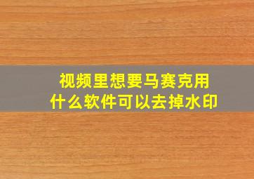 视频里想要马赛克用什么软件可以去掉水印