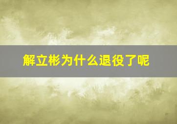 解立彬为什么退役了呢