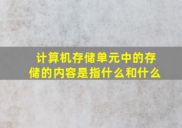 计算机存储单元中的存储的内容是指什么和什么