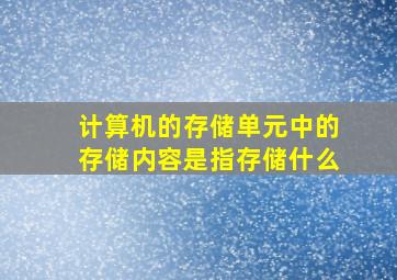 计算机的存储单元中的存储内容是指存储什么