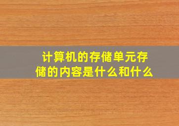 计算机的存储单元存储的内容是什么和什么