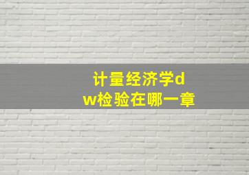 计量经济学dw检验在哪一章