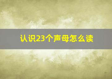 认识23个声母怎么读