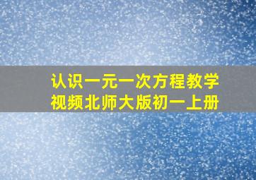 认识一元一次方程教学视频北师大版初一上册