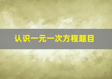 认识一元一次方程题目