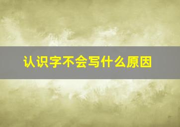 认识字不会写什么原因