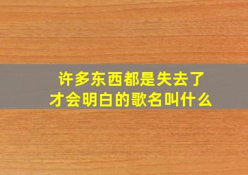 许多东西都是失去了才会明白的歌名叫什么