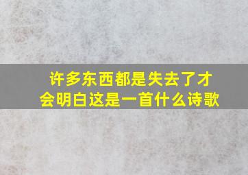 许多东西都是失去了才会明白这是一首什么诗歌