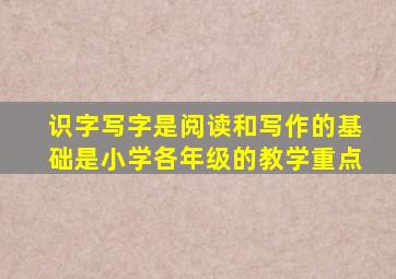 识字写字是阅读和写作的基础是小学各年级的教学重点