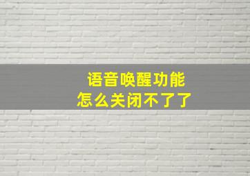 语音唤醒功能怎么关闭不了了