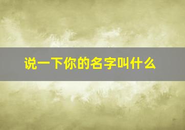 说一下你的名字叫什么