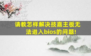 请教怎样解决技嘉主板无法进入bios的问题!