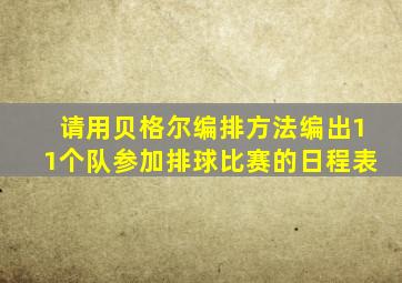 请用贝格尔编排方法编出11个队参加排球比赛的日程表