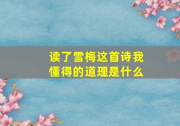 读了雪梅这首诗我懂得的道理是什么