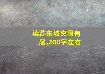 读苏东坡突围有感,200字左右