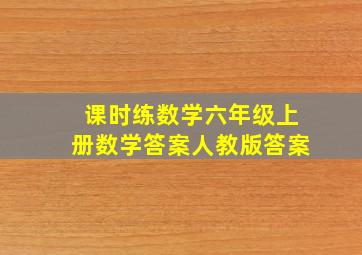 课时练数学六年级上册数学答案人教版答案