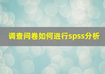 调查问卷如何进行spss分析