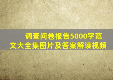 调查问卷报告5000字范文大全集图片及答案解读视频